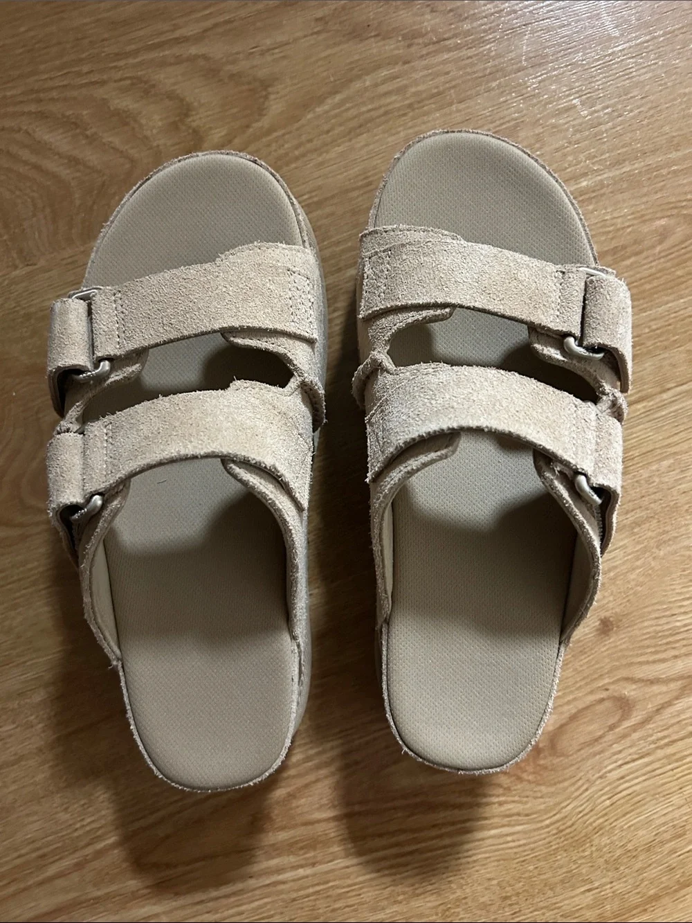 UGG Women's Double-Strap Suede Slide Sandals - Light Beige